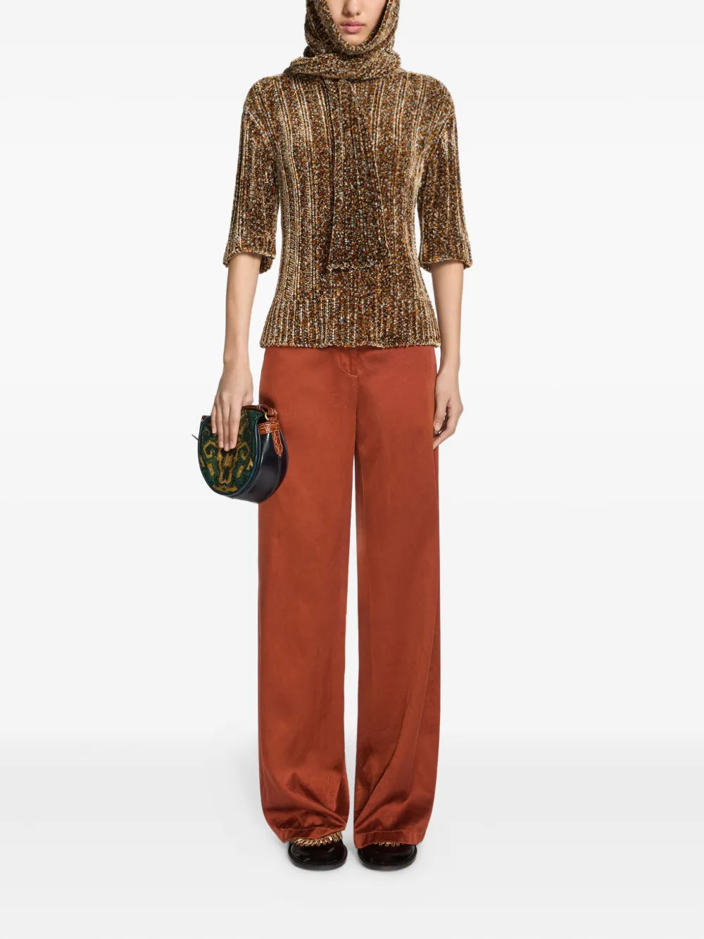 DRIES VAN NOTEN Broek met wijde pijpen Bruin