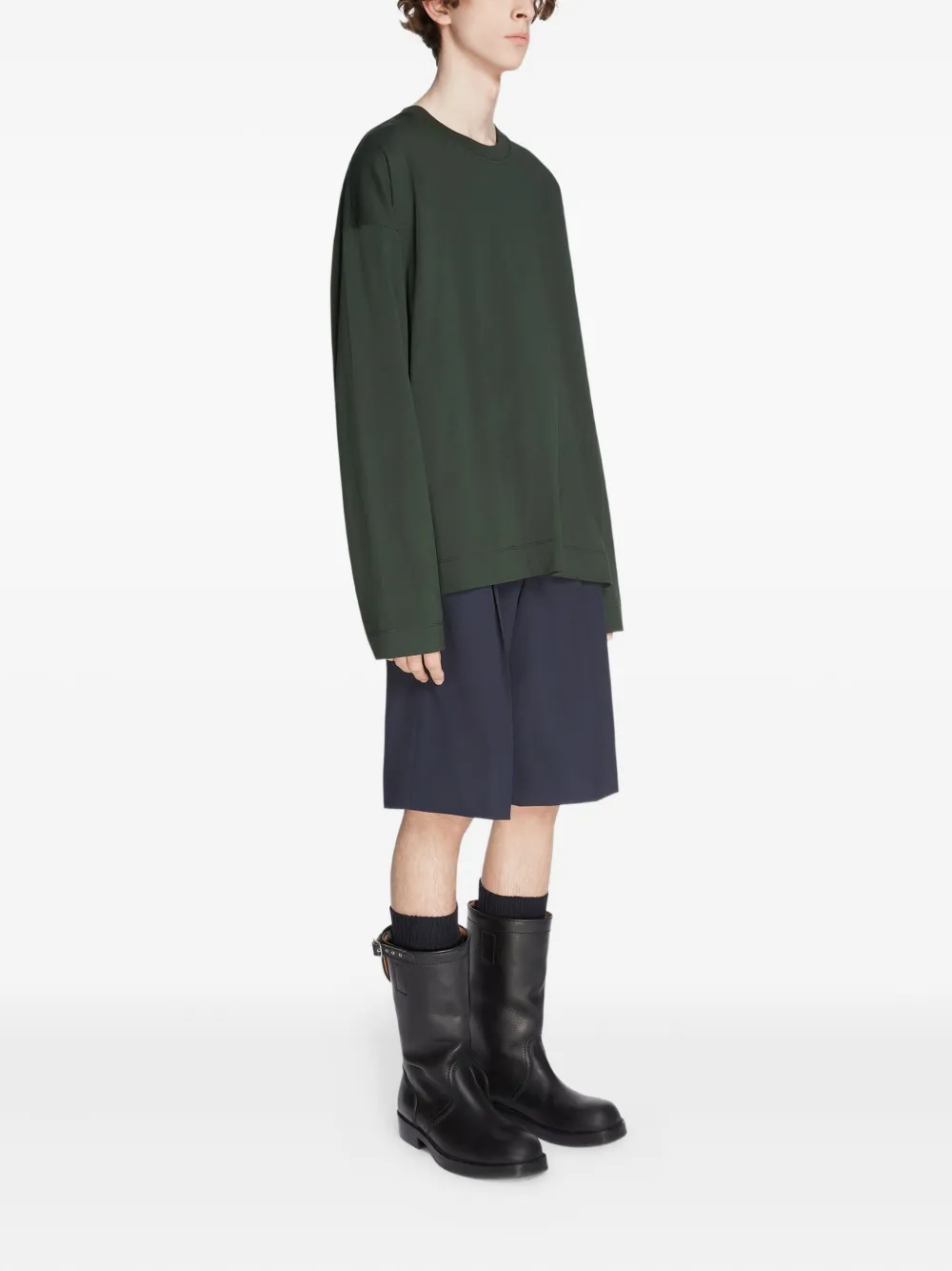 DRIES VAN NOTEN Katoenen T-shirt met lange mouwen Groen
