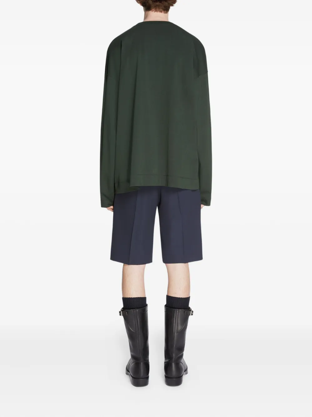DRIES VAN NOTEN Katoenen T-shirt met lange mouwen Groen