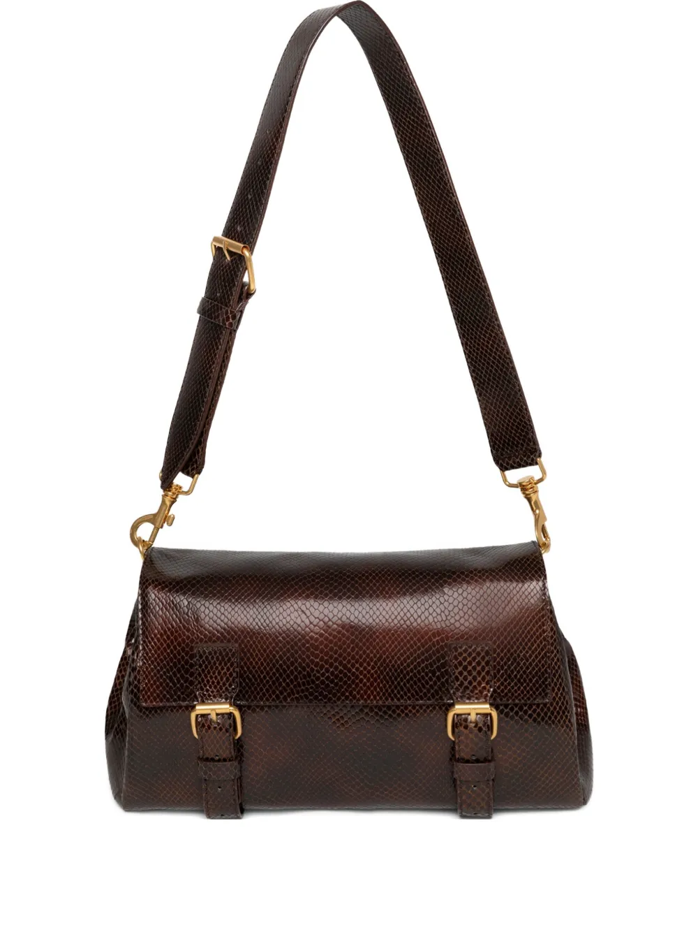 DRIES VAN NOTEN snakeskin-pattern leather satchel | Brown | Image 1