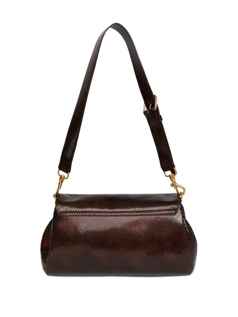 Dries Van Noten Snakeskin-pattern Leather Satchel In Brown