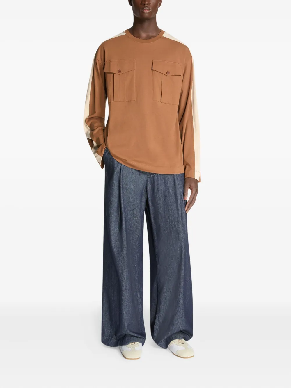 DRIES VAN NOTEN Katoenen T-shirt met lange mouwen - Bruin