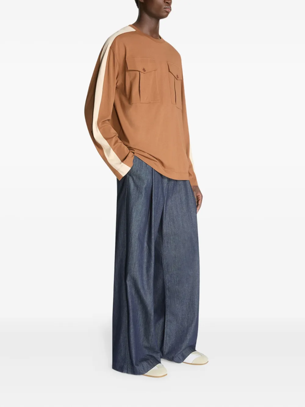 DRIES VAN NOTEN Katoenen T-shirt met lange mouwen Bruin