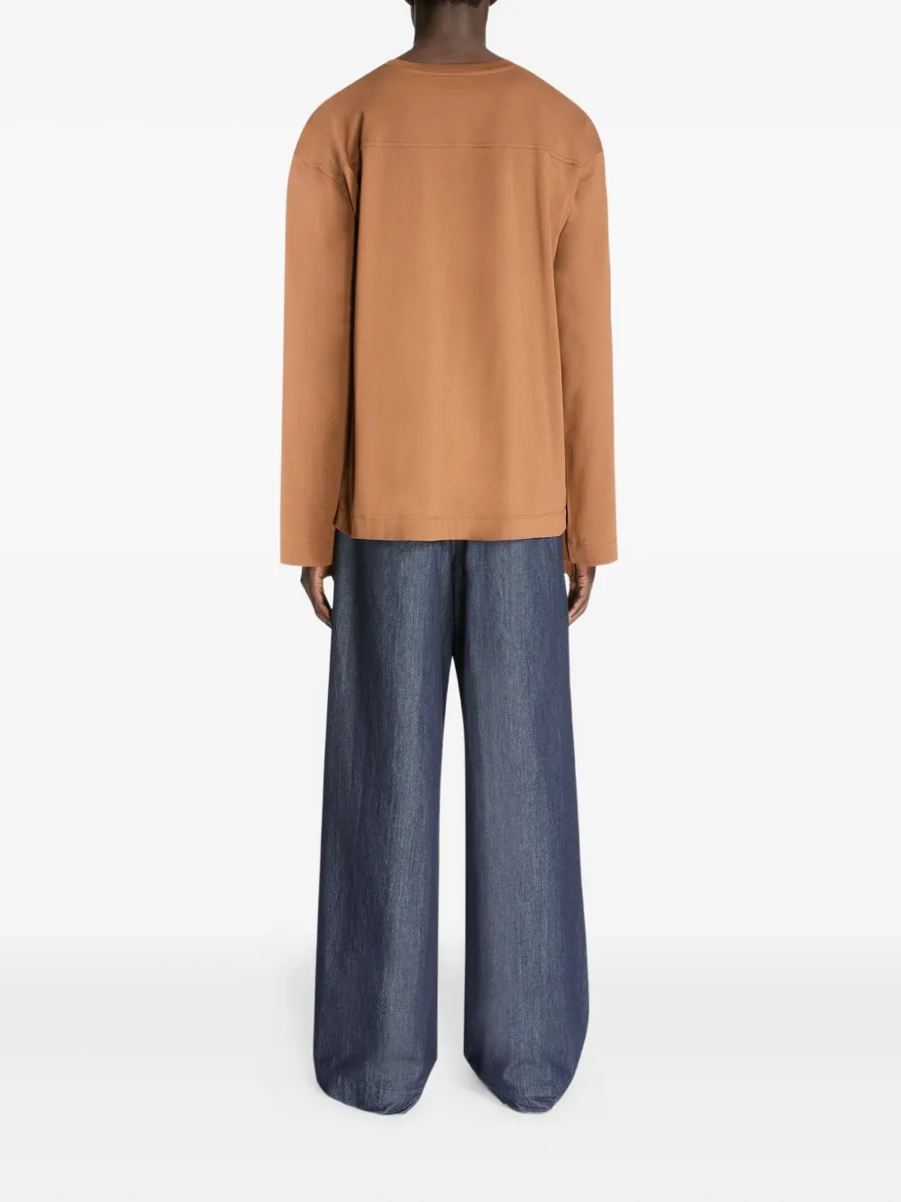 DRIES VAN NOTEN Katoenen T-shirt met lange mouwen Bruin