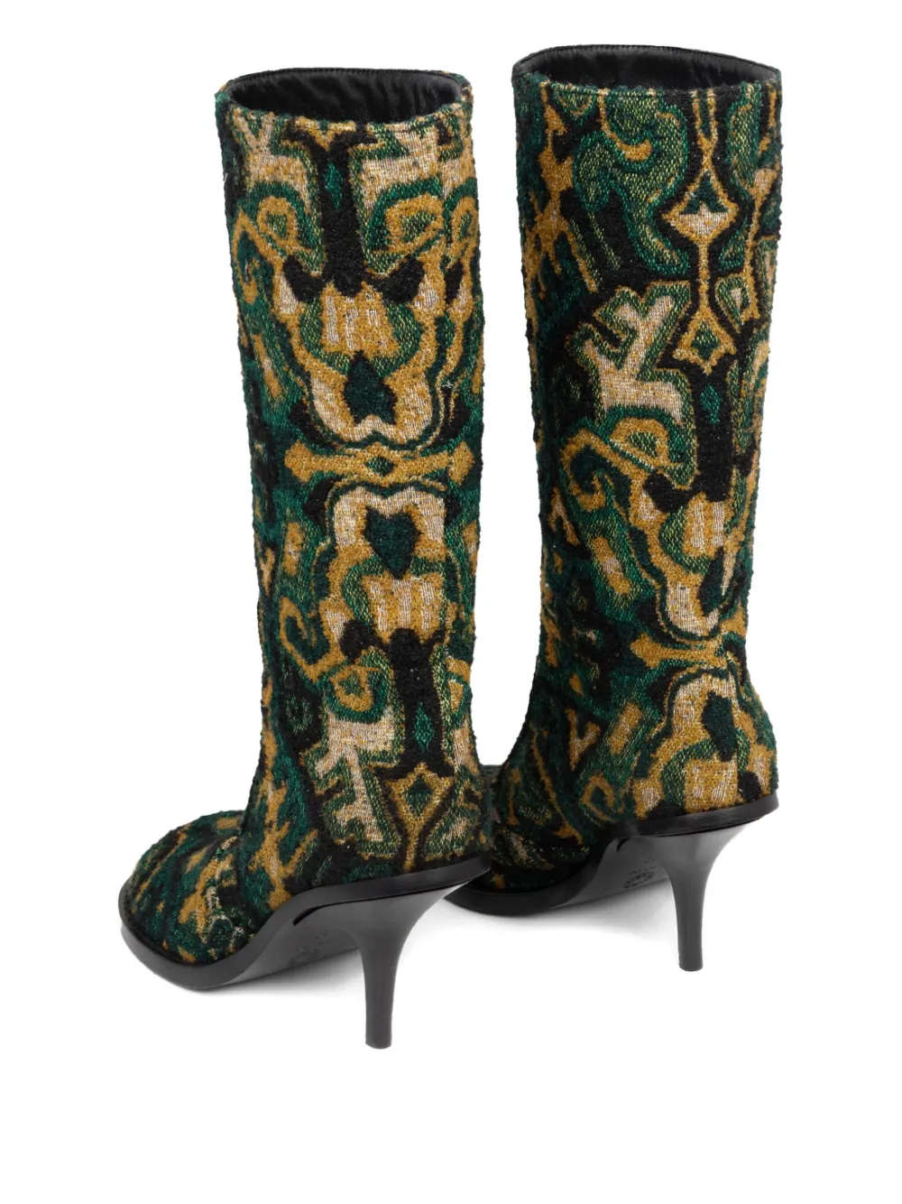 Dries Van Noten 90mm Jacquard Round-toe Boots In Green
