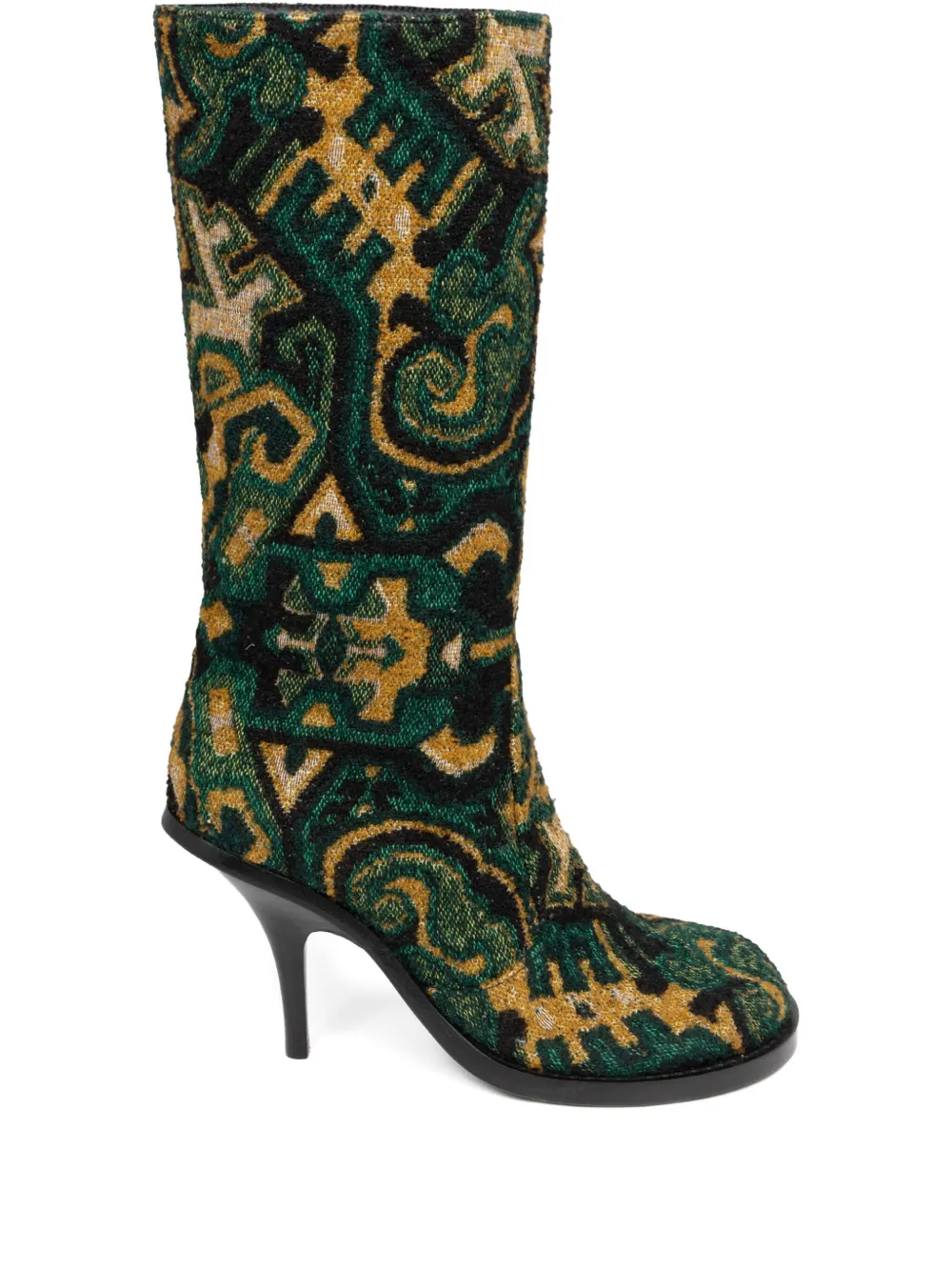 DRIES VAN NOTEN 90mm jacquard round-toe boots Green