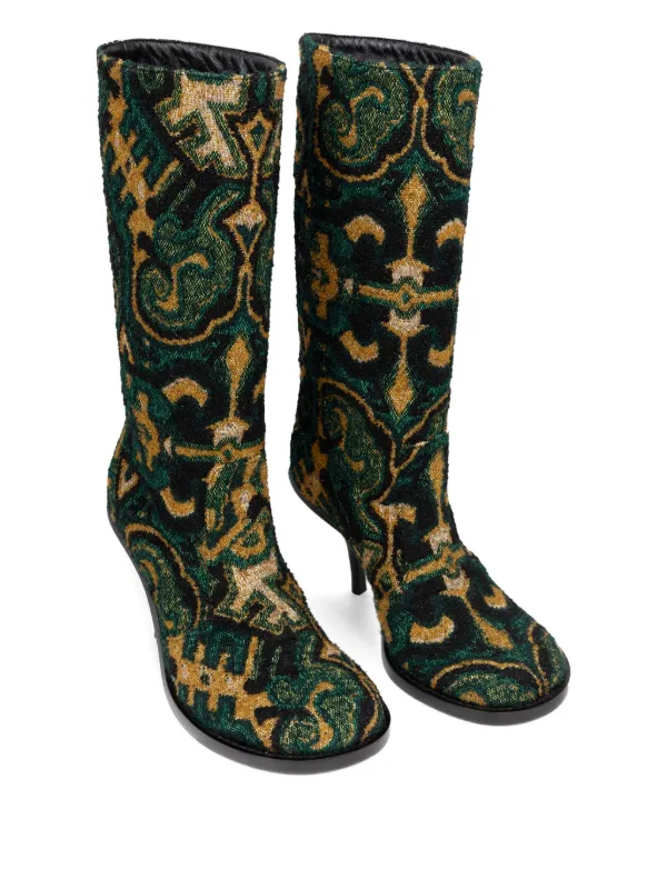 DRIES VAN NOTEN ジャカード ラウンドトゥブーツ 90mm