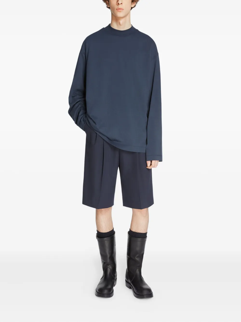 DRIES VAN NOTEN Katoenen T-shirt met lange mouwen - Blauw