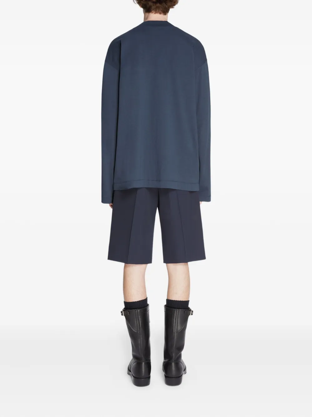DRIES VAN NOTEN Katoenen T-shirt met lange mouwen Blauw