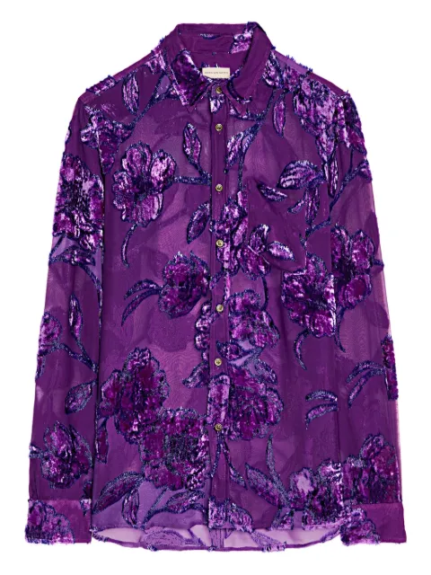 DRIES VAN NOTEN floral-detail sheer shirt