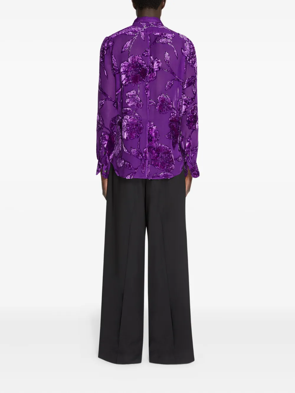 DRIES VAN NOTEN Doorzichtig overhemd met bloemendetail Paars