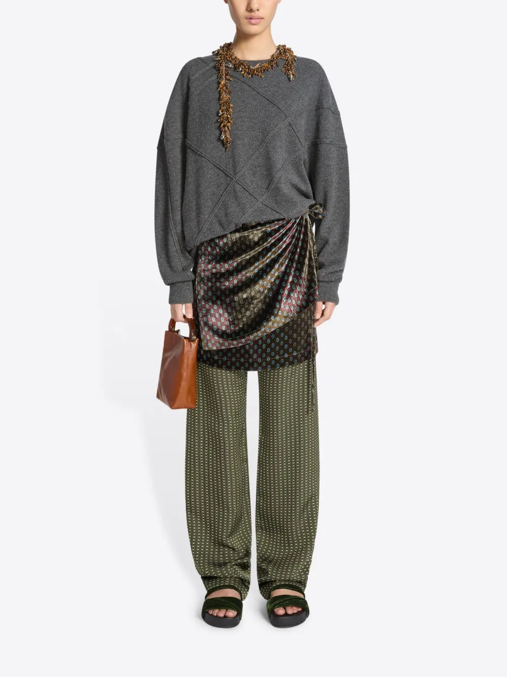 DRIES VAN NOTEN velvet twisted sandals Green