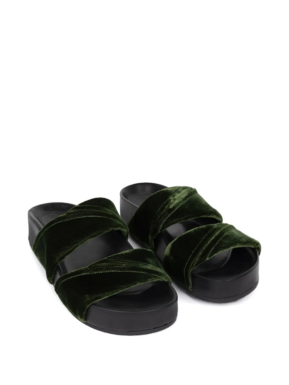 DRIES VAN NOTEN velvet twisted sandals Green