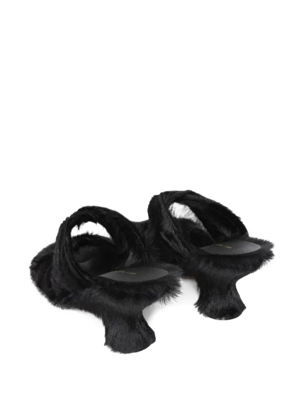 DRIES VAN NOTEN 75mm pony-hair sculpted-heel Sandals | Black DRIES VAN NOTEN 75mm pony-hair sculpted-heel Sandals | Black