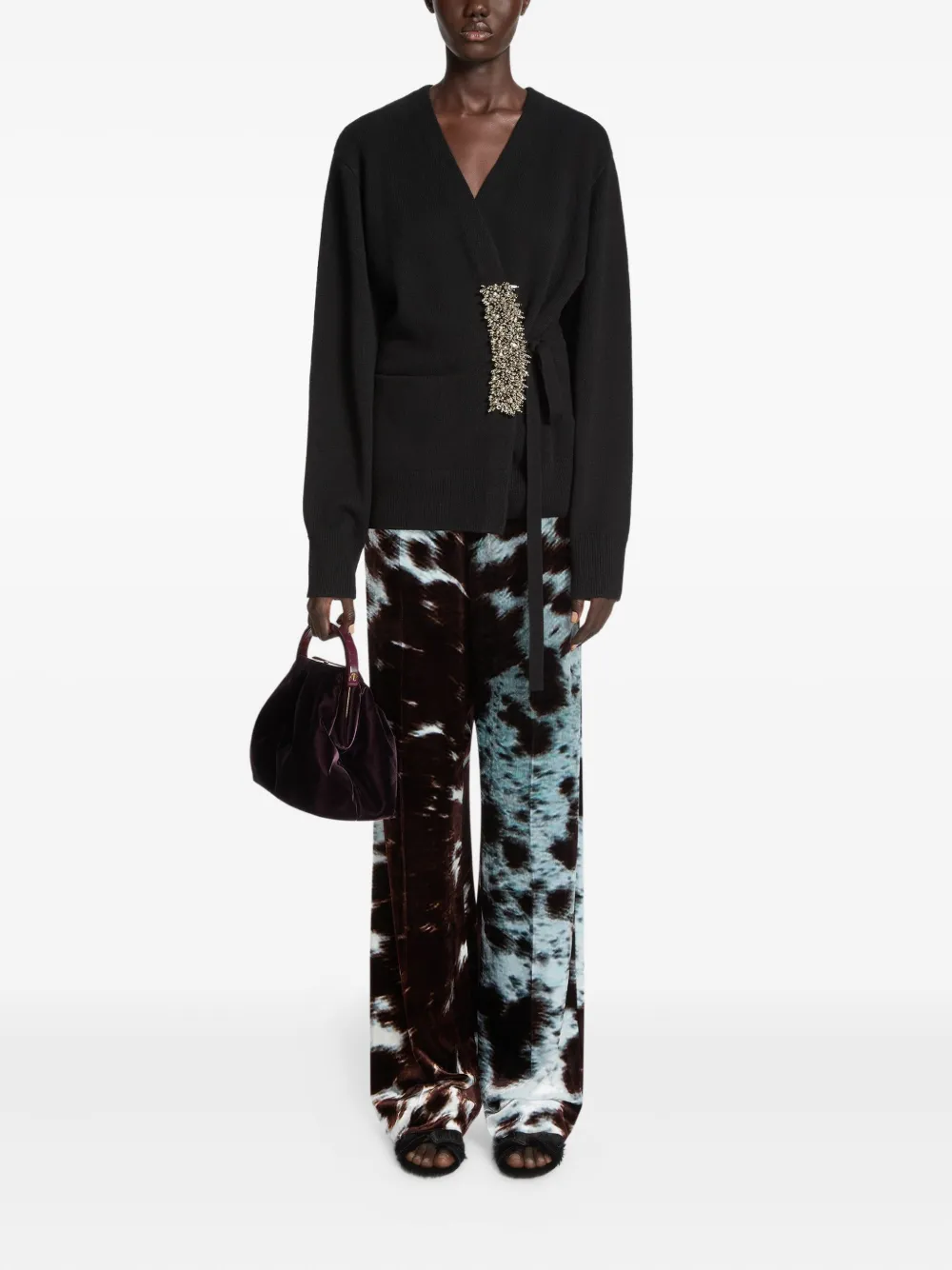 DRIES VAN NOTEN 75mm pony-hair sculpted-heel sandals Black