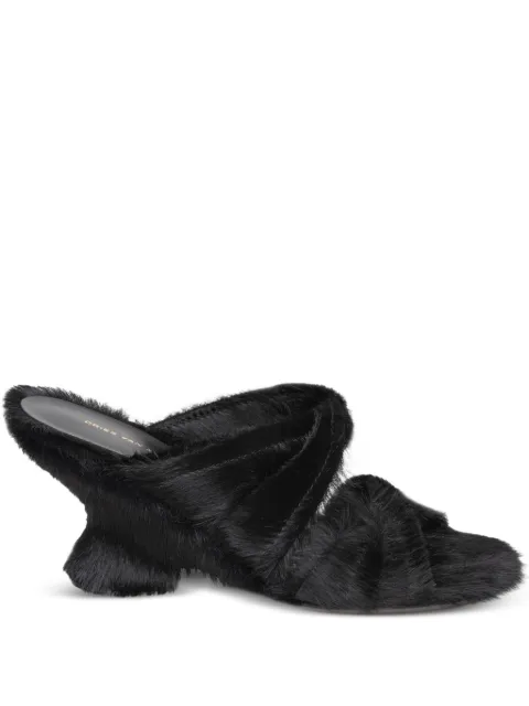 DRIES VAN NOTEN 75mm pony-hair sculpted-heel sandals