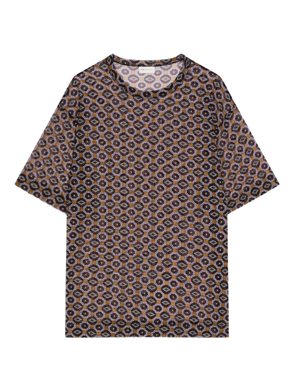 Dries Van Noten Geometric-print Semi-sheer Top