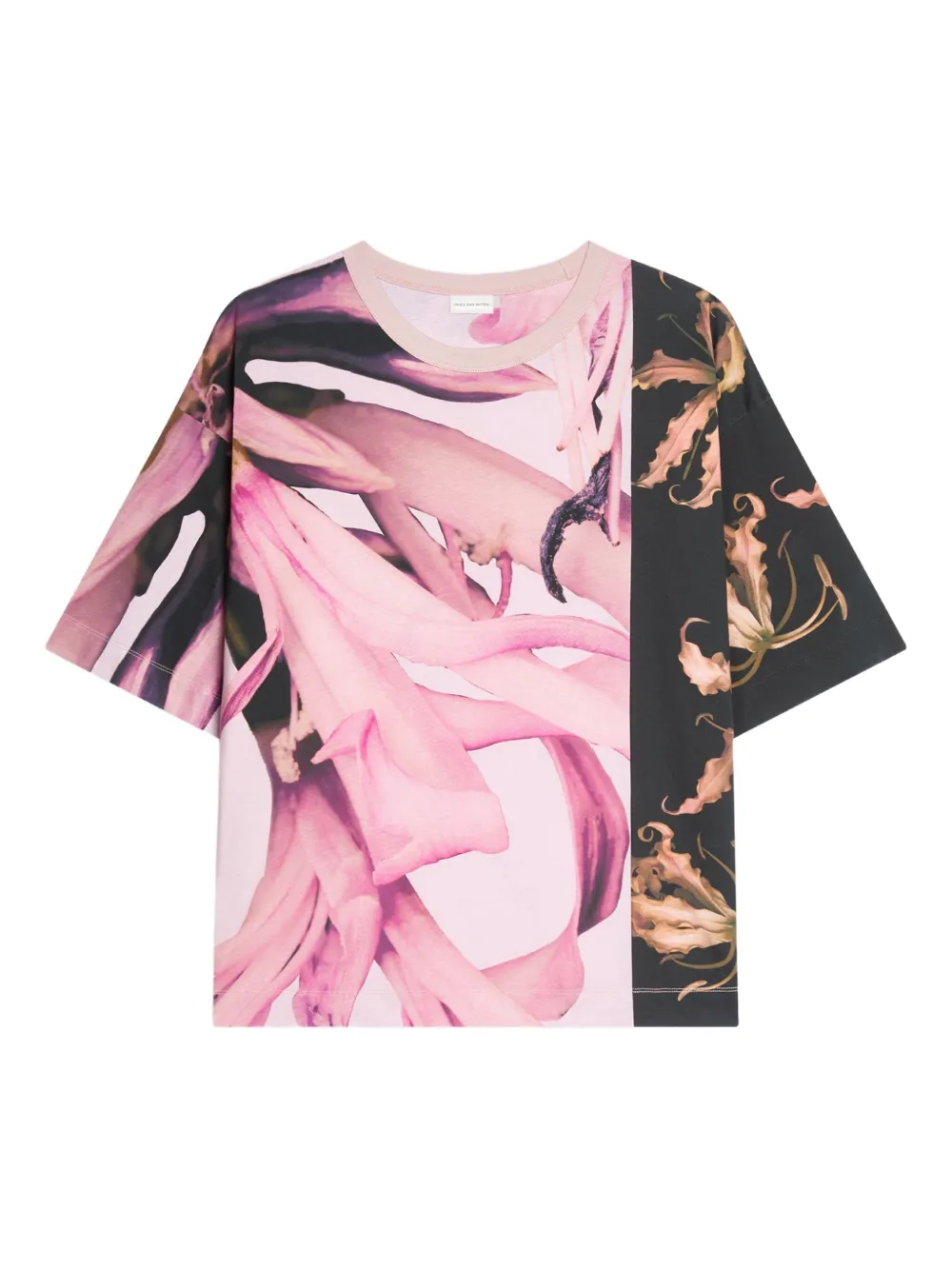 DRIES VAN NOTEN Katoenen T-shirt met bloemenprint Roze