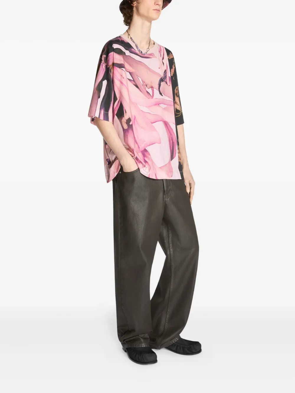 DRIES VAN NOTEN Katoenen T-shirt met bloemenprint Roze