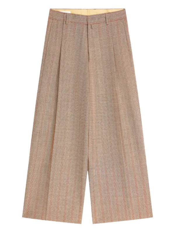 【送料&関税込】Dries Van Noten Brown Wide Trousers With Mic Brown Overdyed Trousers by Dries Van Noten on Sale