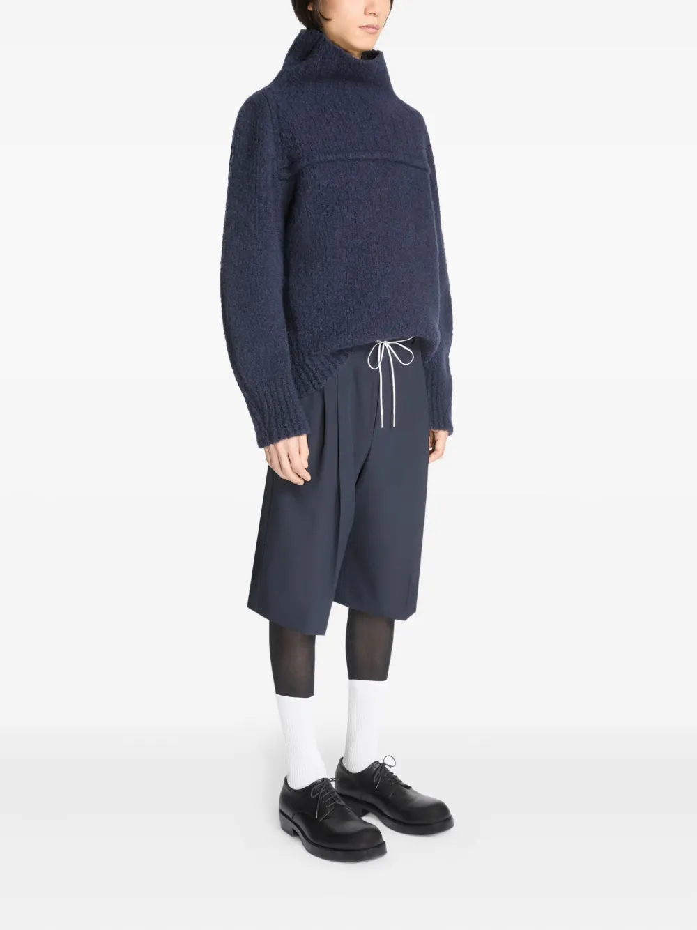 DRIES VAN NOTEN Wollen trui met hoge hals Blauw