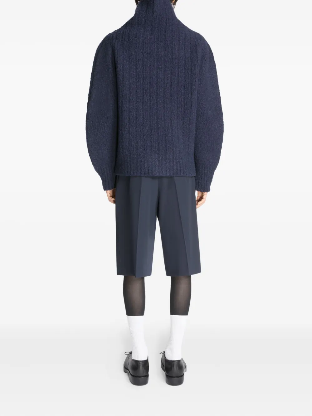 DRIES VAN NOTEN Wollen trui met hoge hals Blauw
