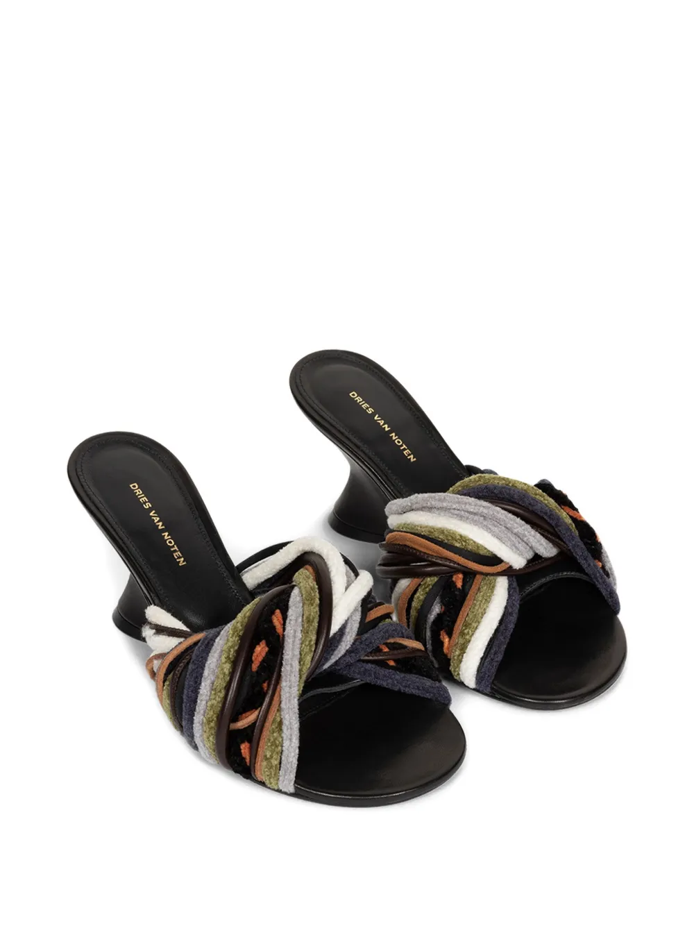 Dries Van Noten 75mm Open-toe Leather Mules In Black