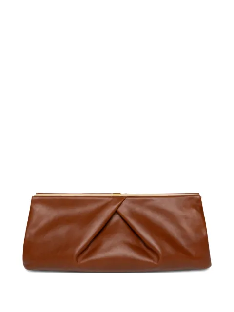 DRIES VAN NOTEN medium pleated-detail leather clutch bag