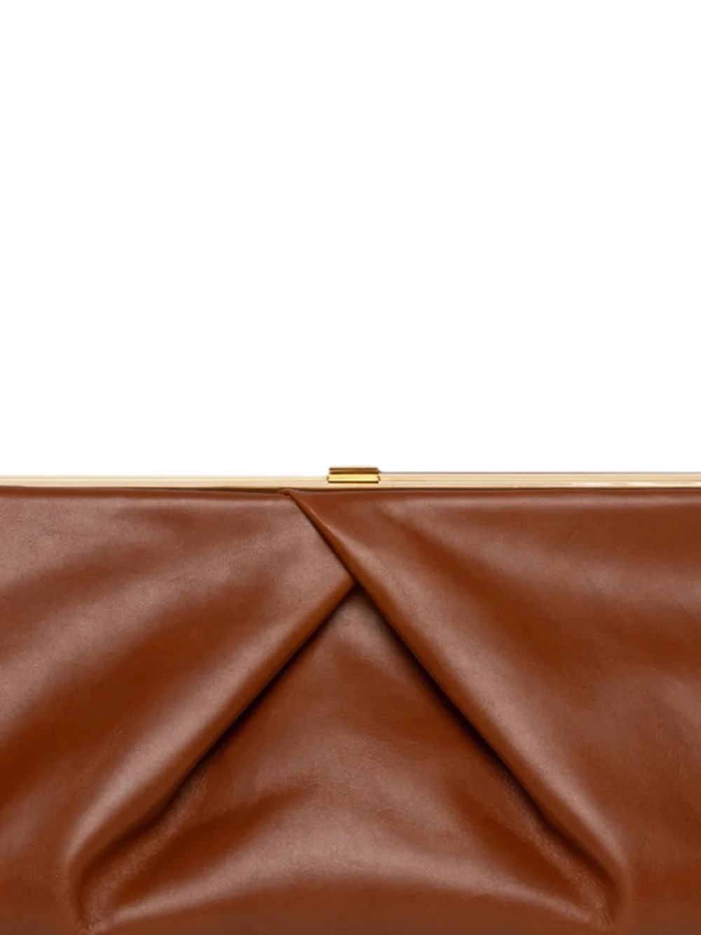 DRIES VAN NOTEN Medium leren clutch met geplooid detail Bruin