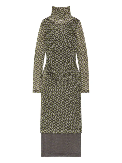 DRIES VAN NOTEN printed mesh turtleneck dress