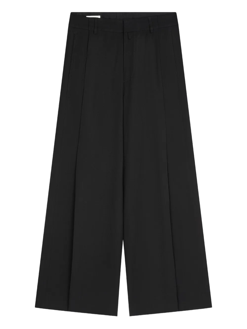DRIES VAN NOTEN Wollen broek met wijde pijpen Zwart