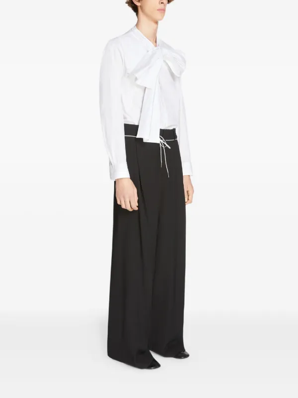 ■Dries Van Noten■ワイドレッグ ウールパンツ Dries Van Notenのネイビー ウール ワイドパンツがセール中