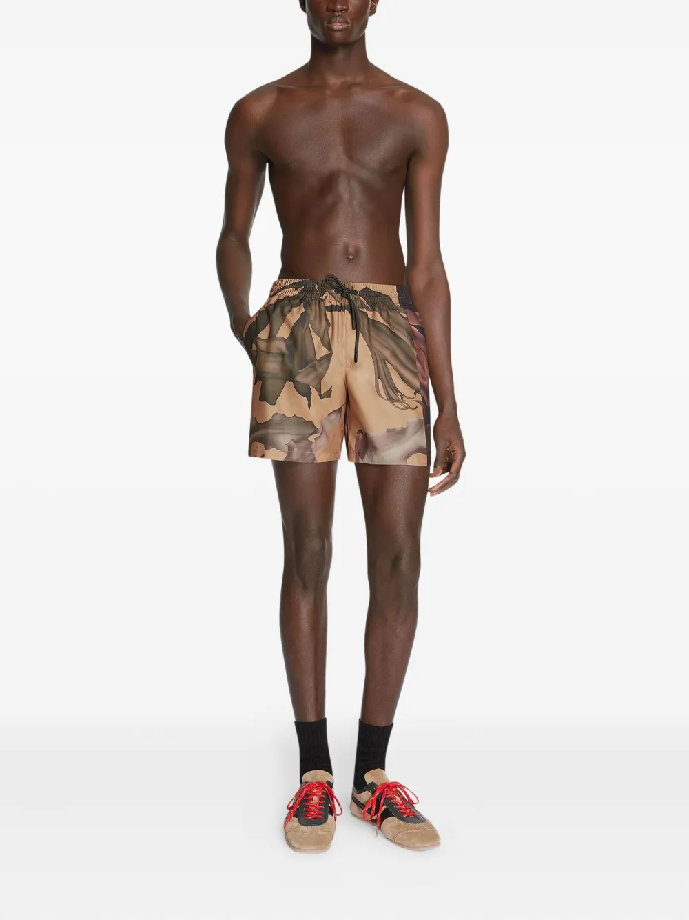 DRIES VAN NOTEN Zwembroek met bloemenprint Geel