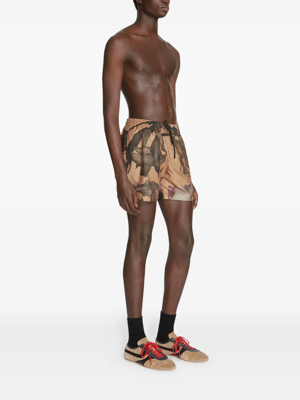 DRIES VAN NOTEN Zwembroek met bloemenprint Geel