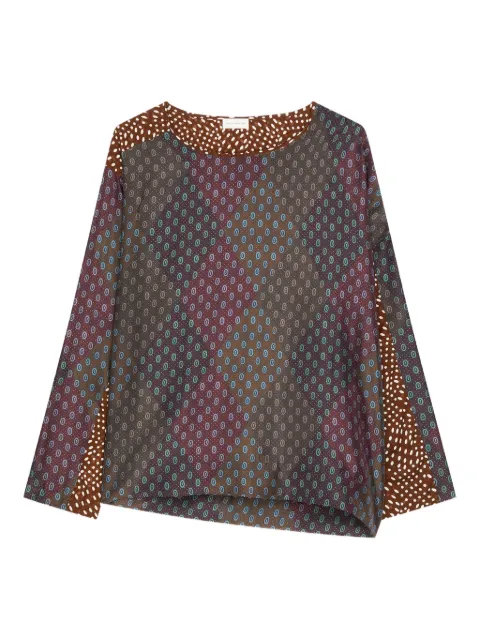 DRIES VAN NOTEN contrast-print silk top