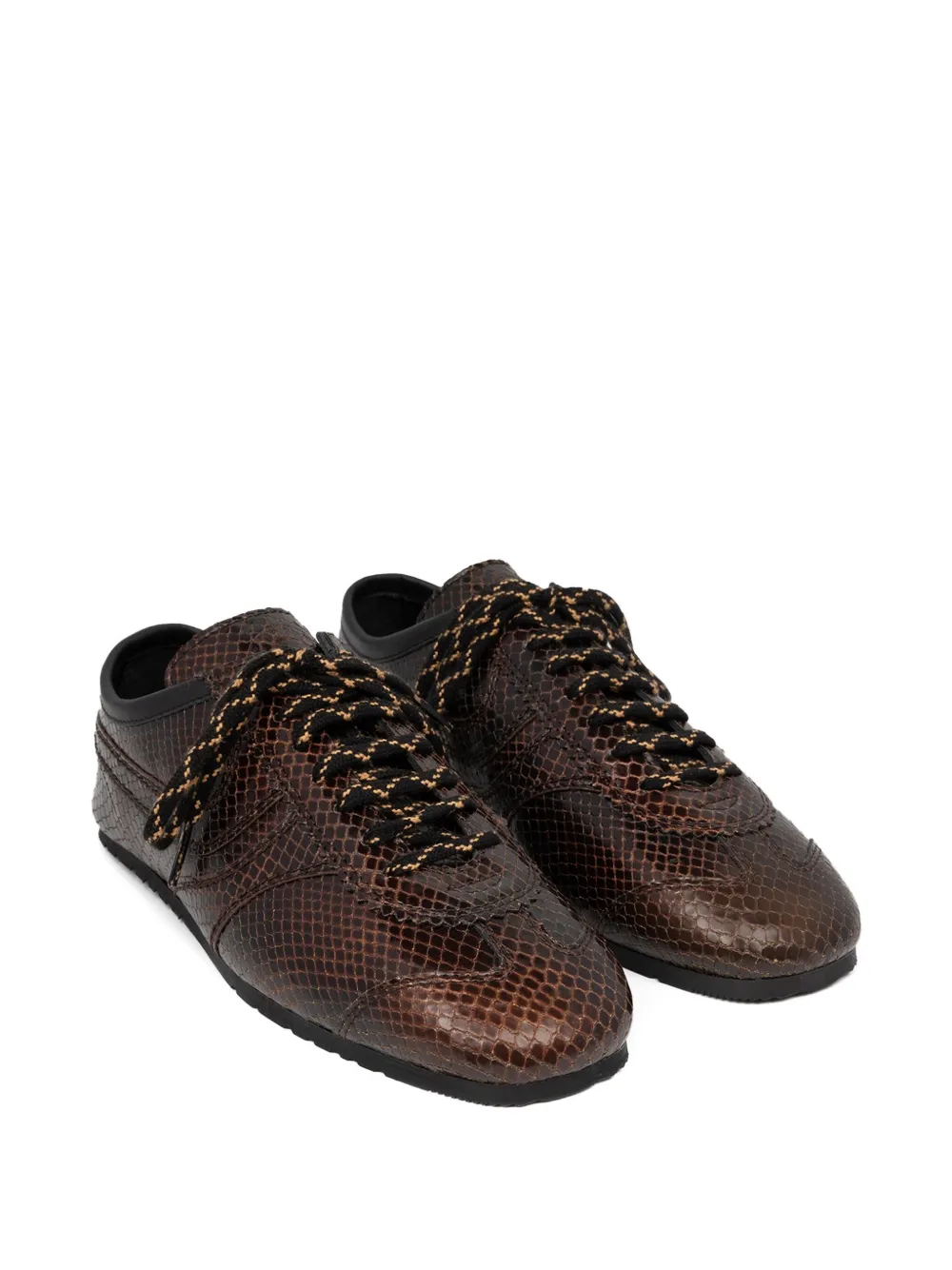 DRIES VAN NOTEN Leren sneakers met slangen-effect - Bruin