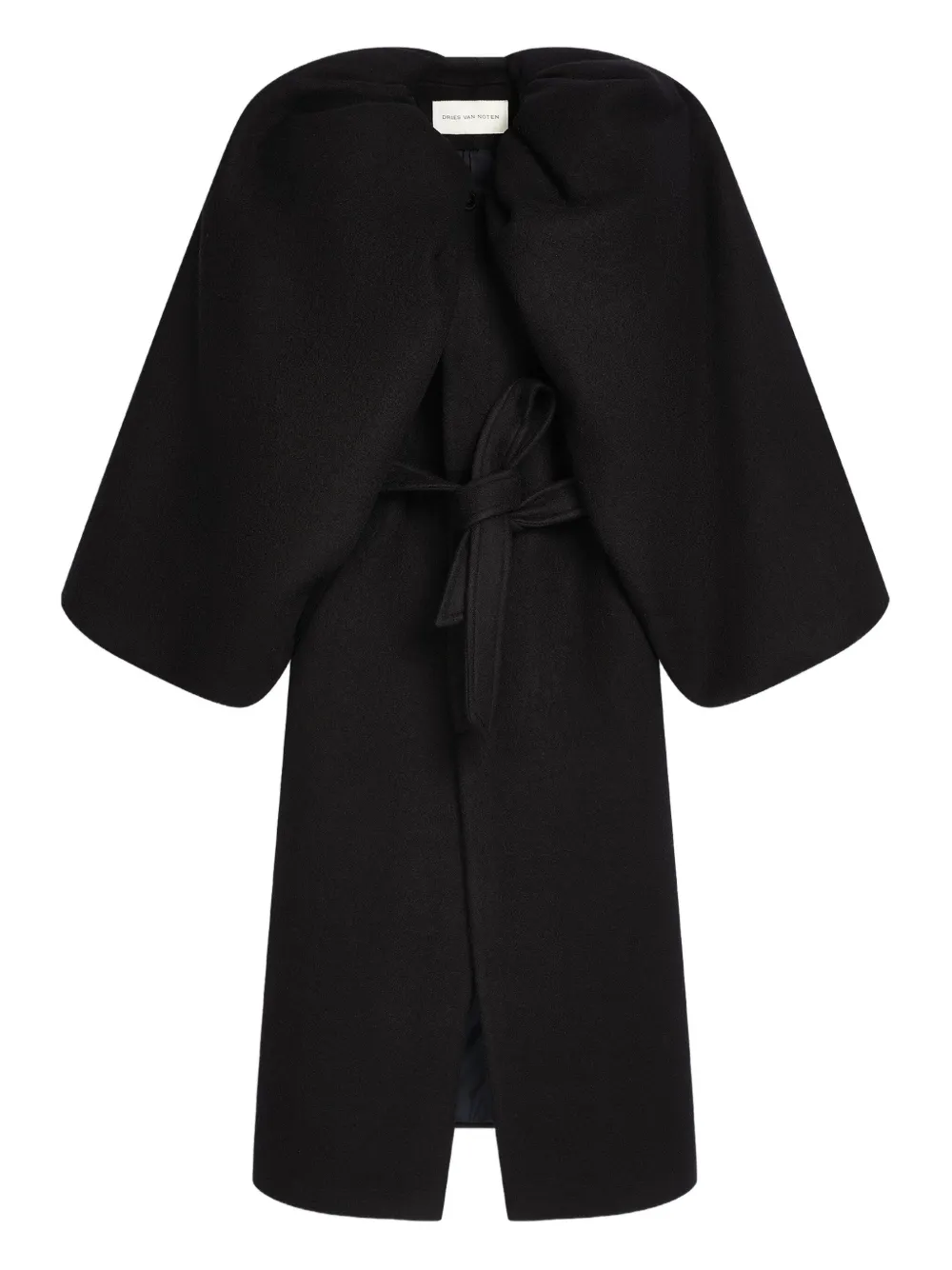 Dries Van Noten Balloon-sleeve Wool Coat In Black