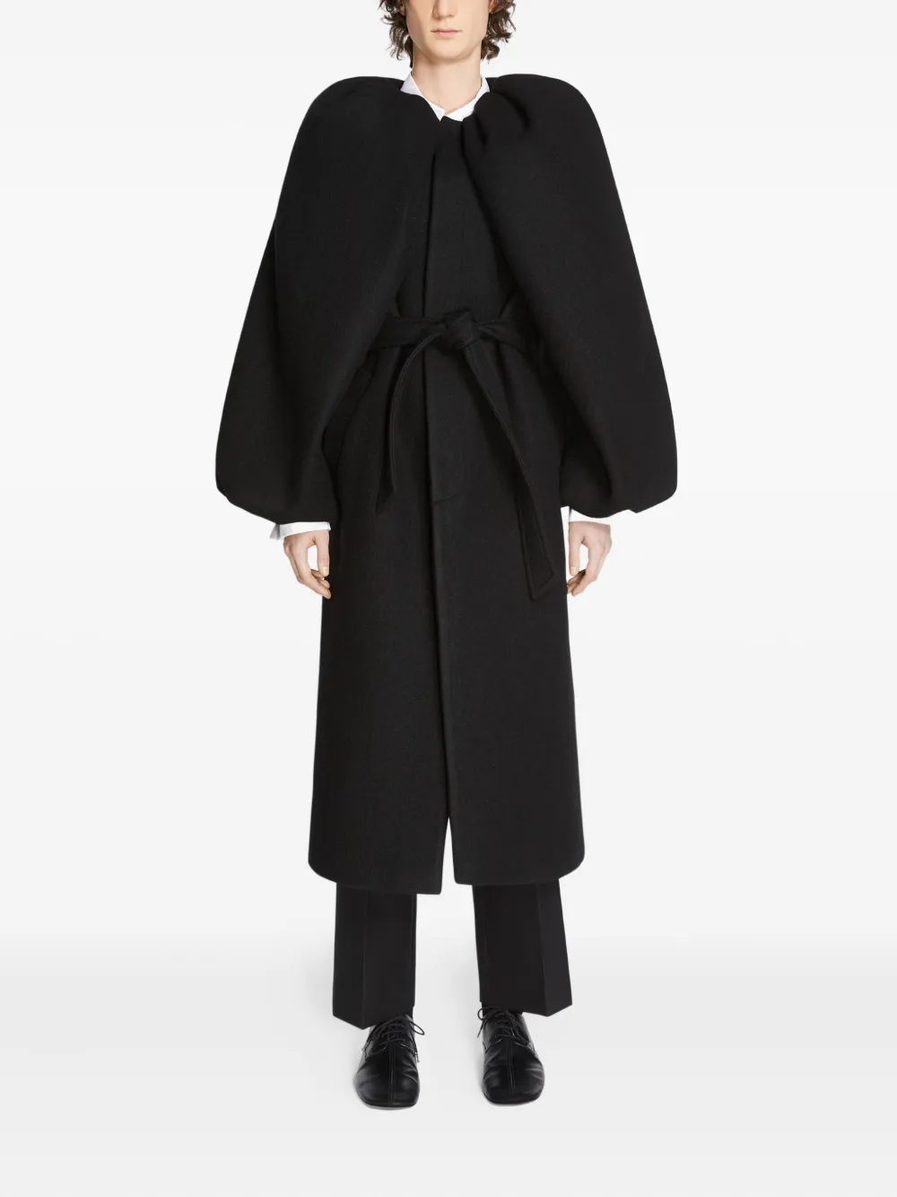 Dries Van Noten Balloon-sleeve Wool Coat In Black