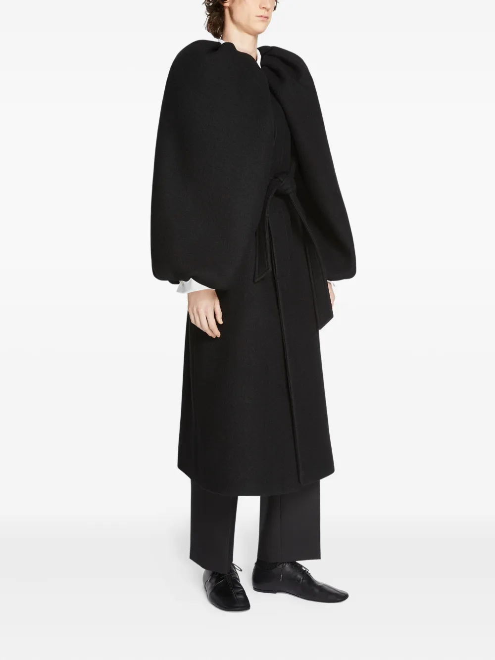Dries Van Noten Balloon-sleeve Wool Coat In Black