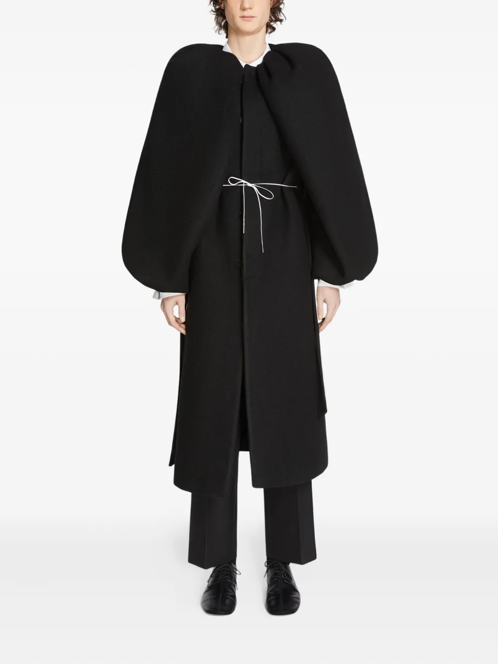 Dries Van Noten Balloon-sleeve Wool Coat In Black