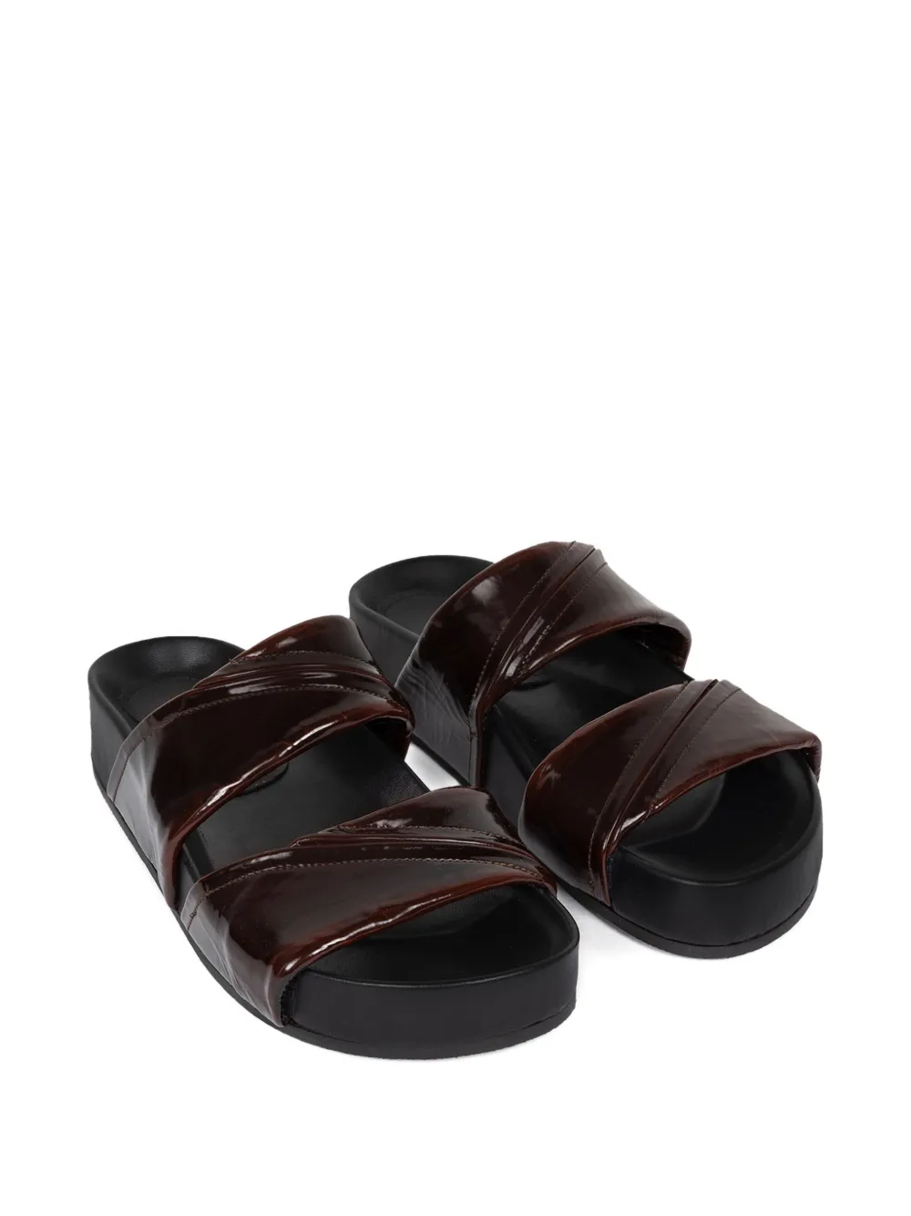 DRIES VAN NOTEN patent-leather double-strap sandals Brown