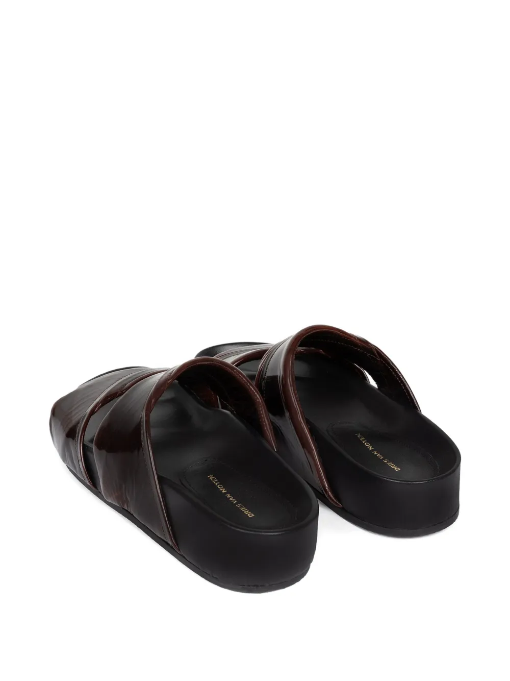 DRIES VAN NOTEN patent-leather double-strap sandals Brown