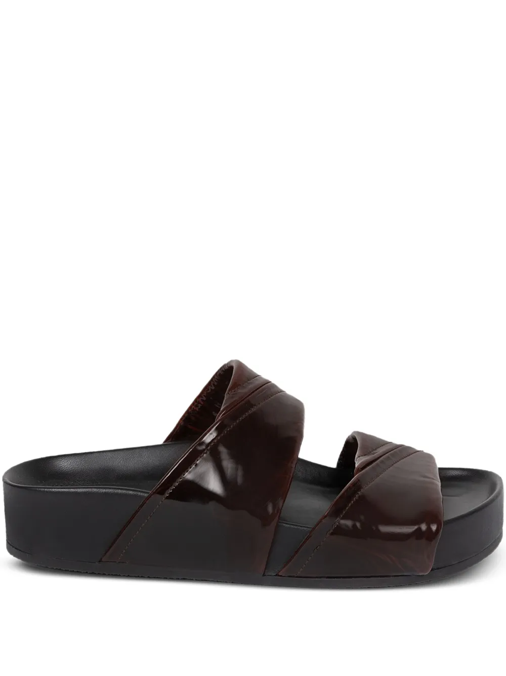 DRIES VAN NOTEN patent-leather double-strap sandals Brown
