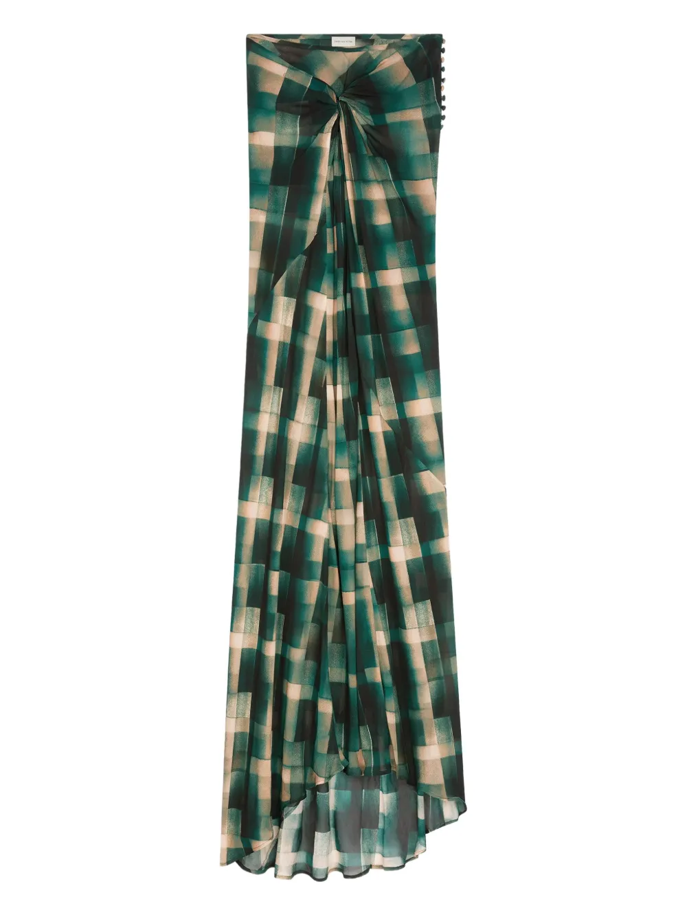 DRIES VAN NOTEN Gedrapeerde geruite rok Groen