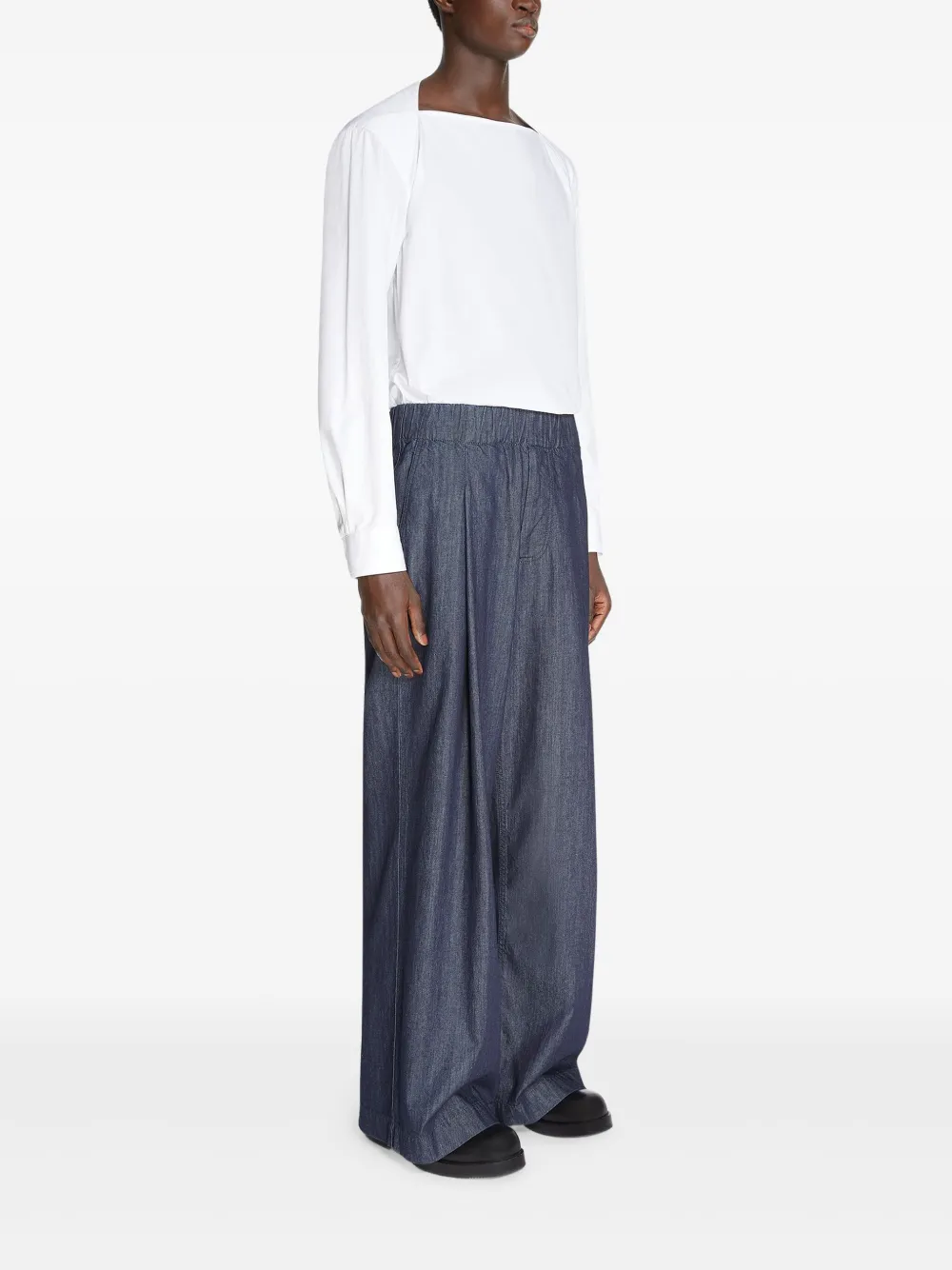 DRIES VAN NOTEN Katoenen overhemd met boothals Wit