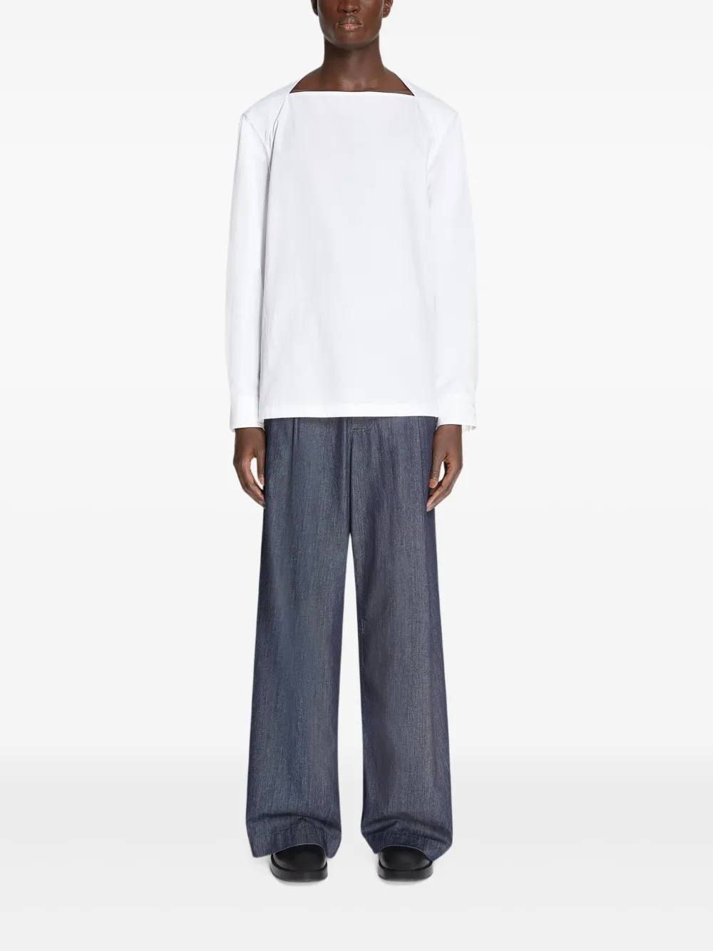DRIES VAN NOTEN Katoenen overhemd met boothals Wit