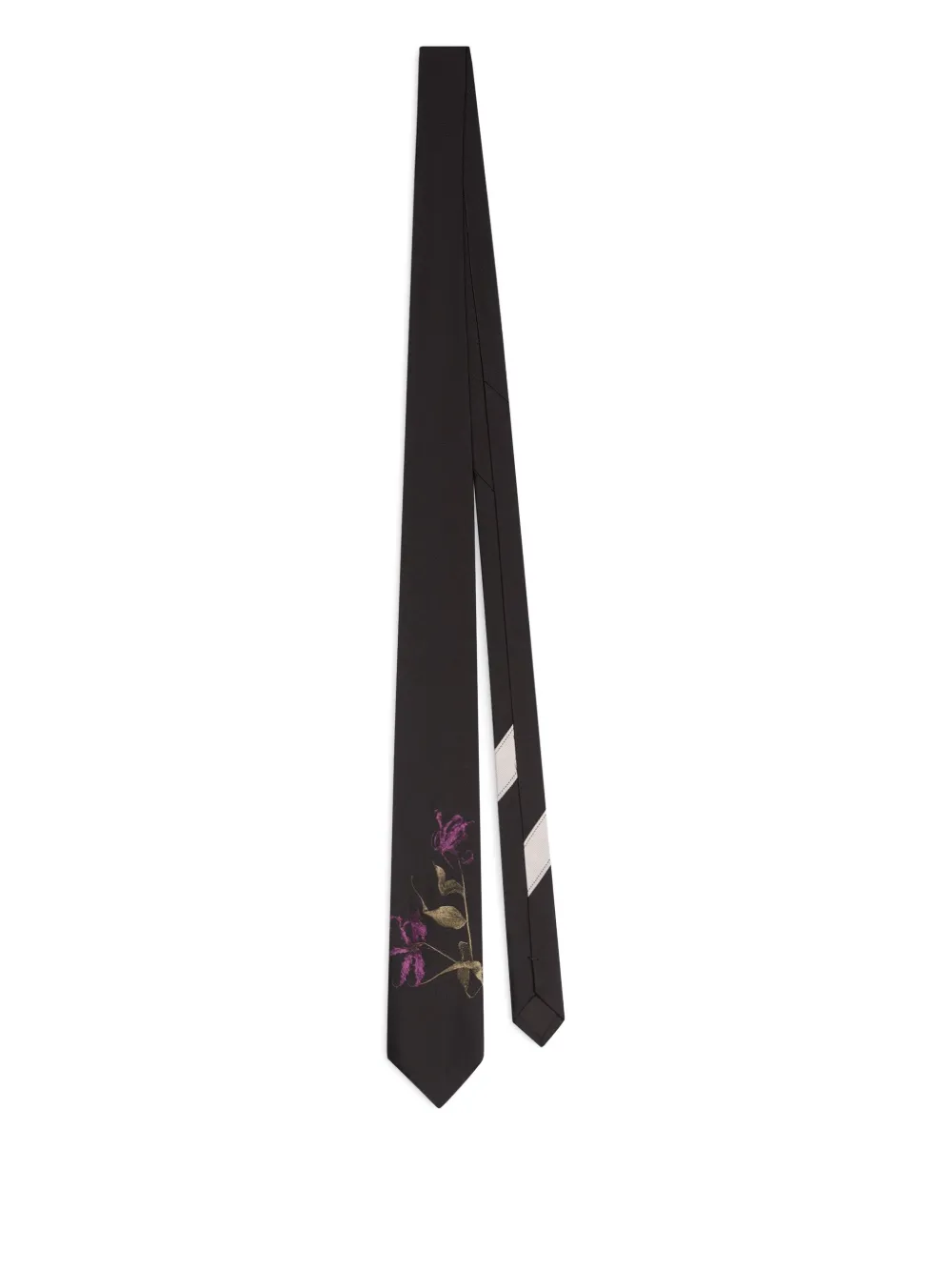 DRIES VAN NOTEN floral-embroidered tie | Black | Image 1