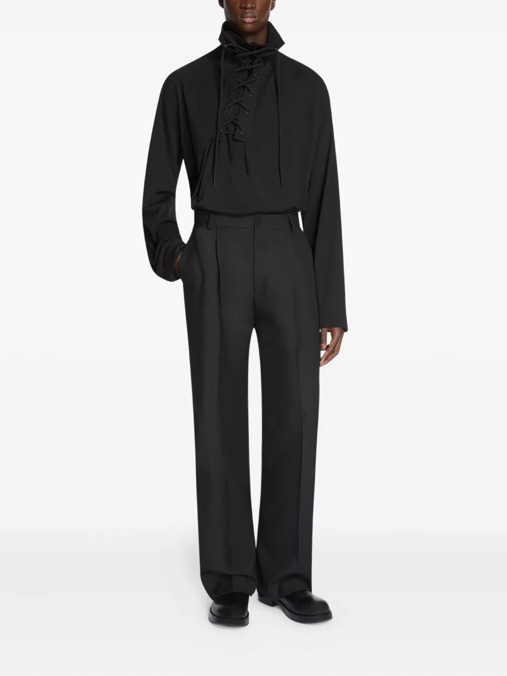DRIES VAN NOTEN Wollen broek Zwart