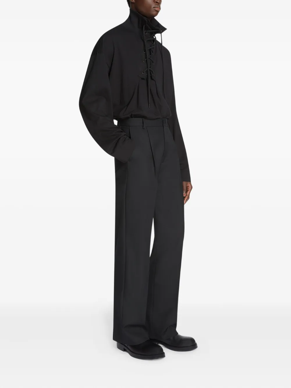 DRIES VAN NOTEN Wollen broek Zwart