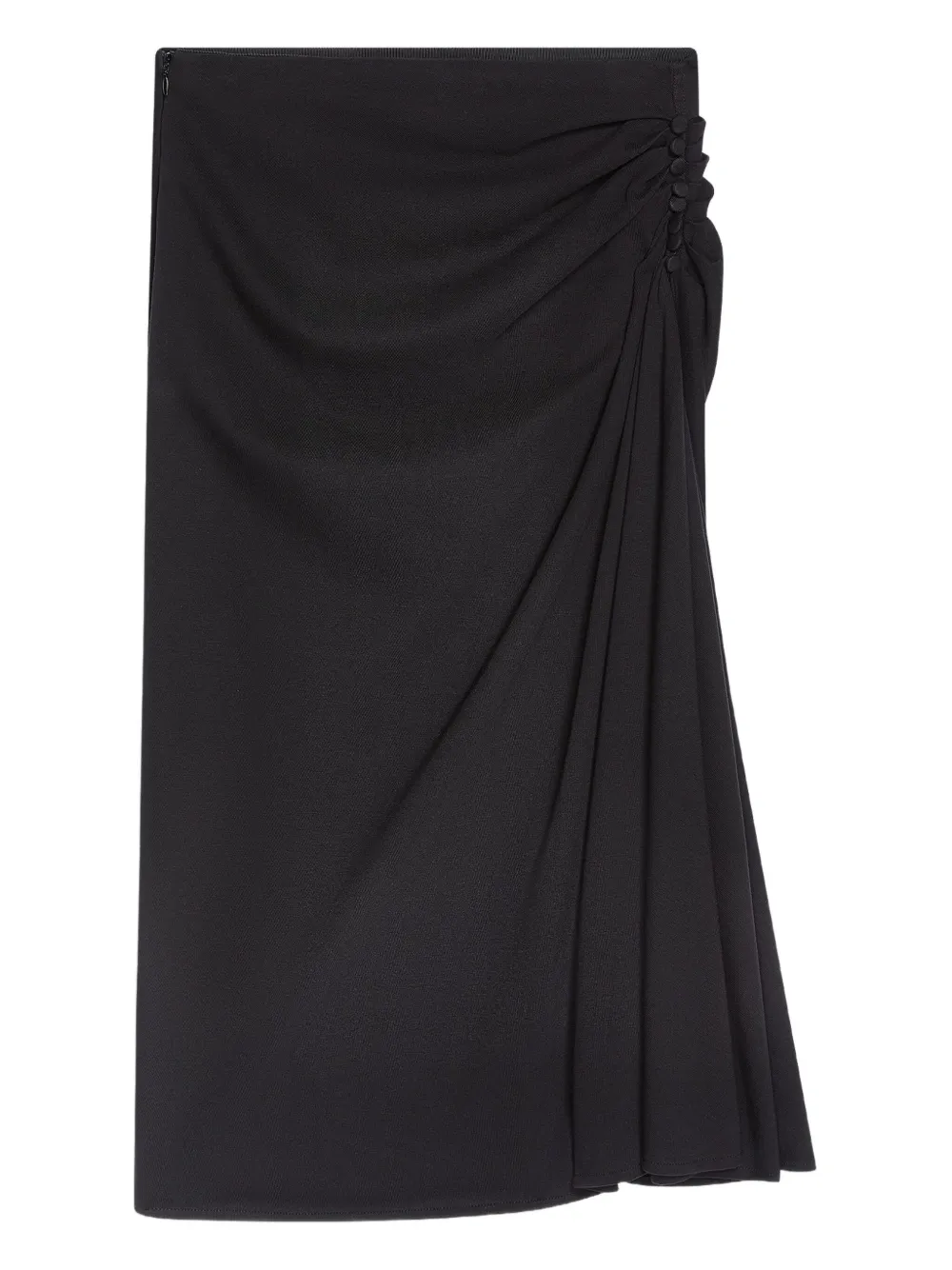 DRIES VAN NOTEN Gedrapeerde midi-rok met knoopdetail Zwart